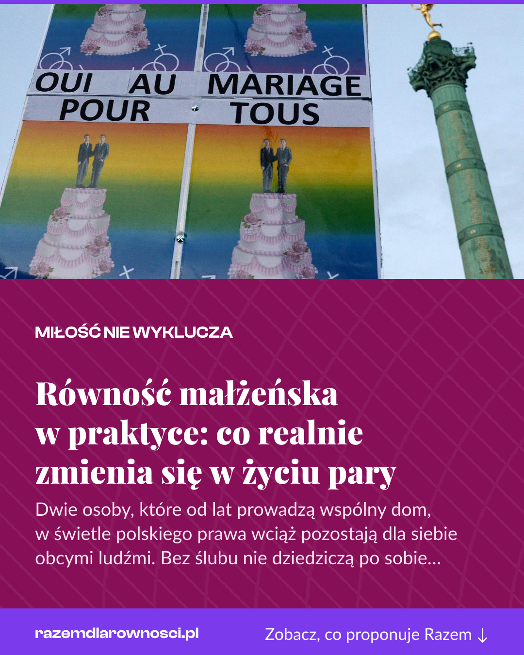 Grafika pionowa do udostępnienia: Równość małżeńska w praktyce: co realnie zmienia się w życiu pary