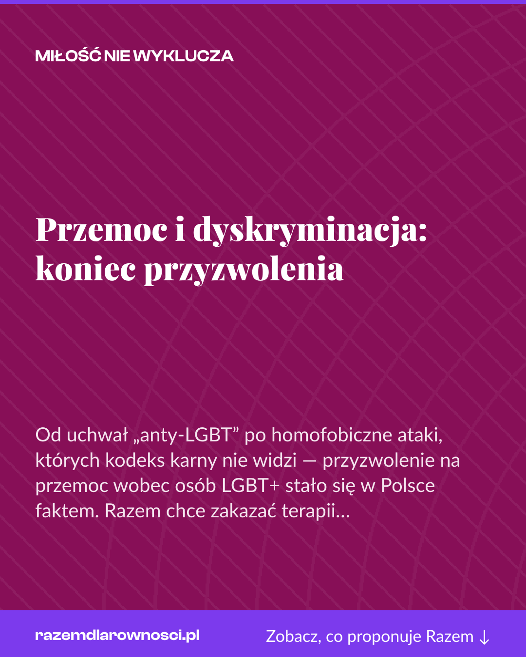 Grafika pionowa do udostępnienia: Przemoc i dyskryminacja: koniec przyzwolenia