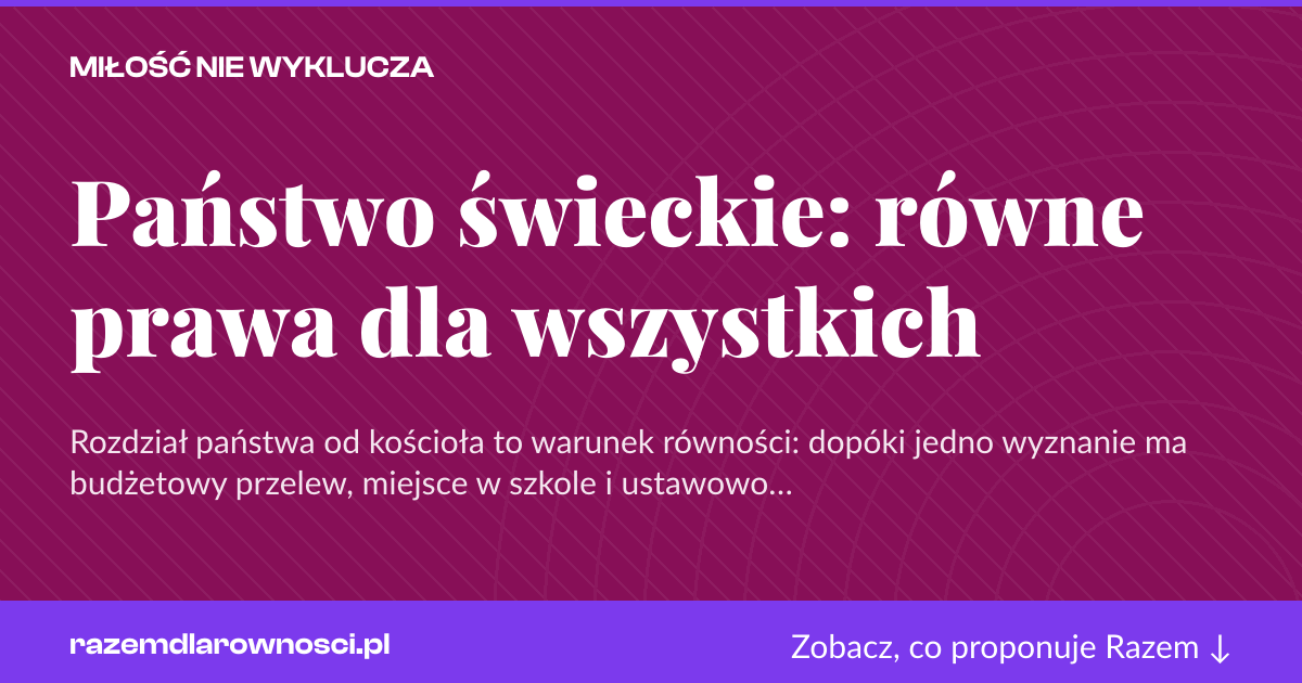Karta social do udostępnienia: Państwo świeckie: równe prawa dla wszystkich
