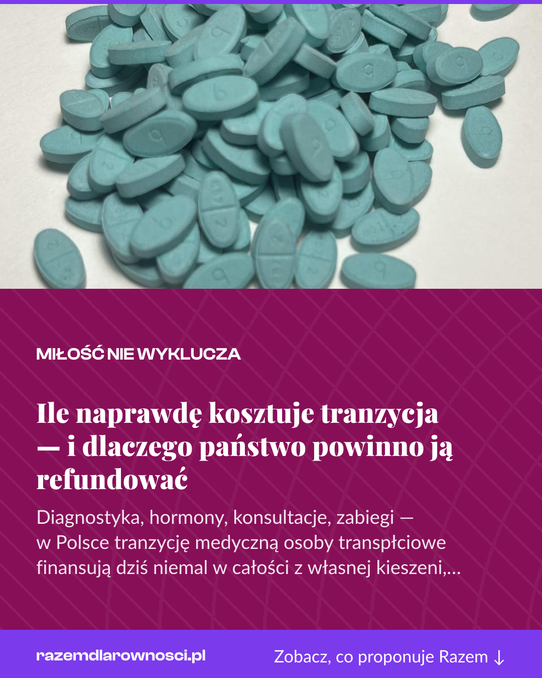 Grafika pionowa do udostępnienia: Ile naprawdę kosztuje tranzycja — i dlaczego państwo powinno ją refundować