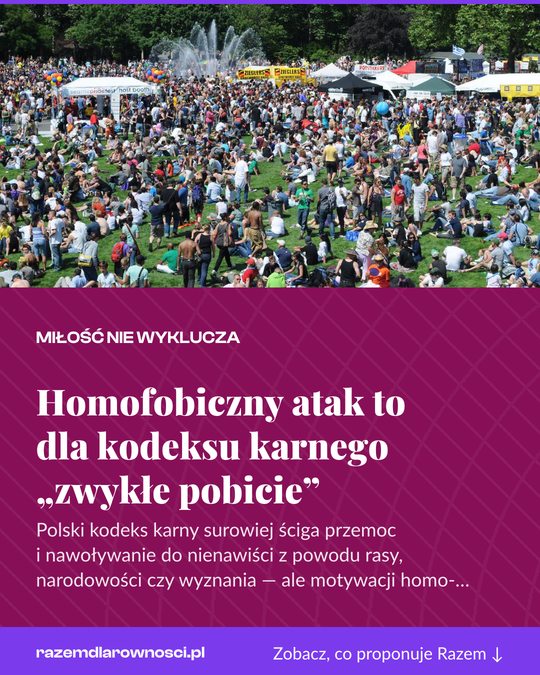 Grafika pionowa do udostępnienia: Homofobiczny atak to dla kodeksu karnego „zwykłe pobicie”