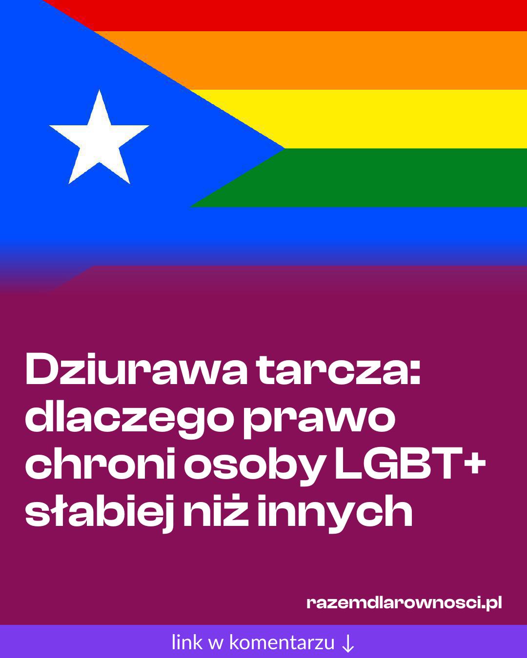 Grafika do udostępnienia: Dziurawa tarcza: dlaczego prawo chroni osoby LGBT+ słabiej niż innych